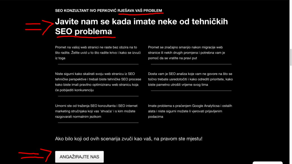Prodajna web stranica - Rješenje posjetiteljeva problema