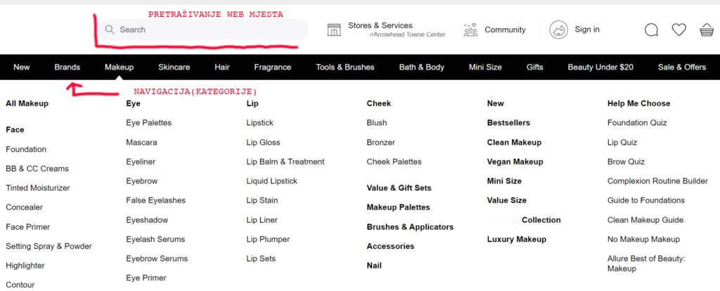 Navigacija web shopa jednostavna za korištenje